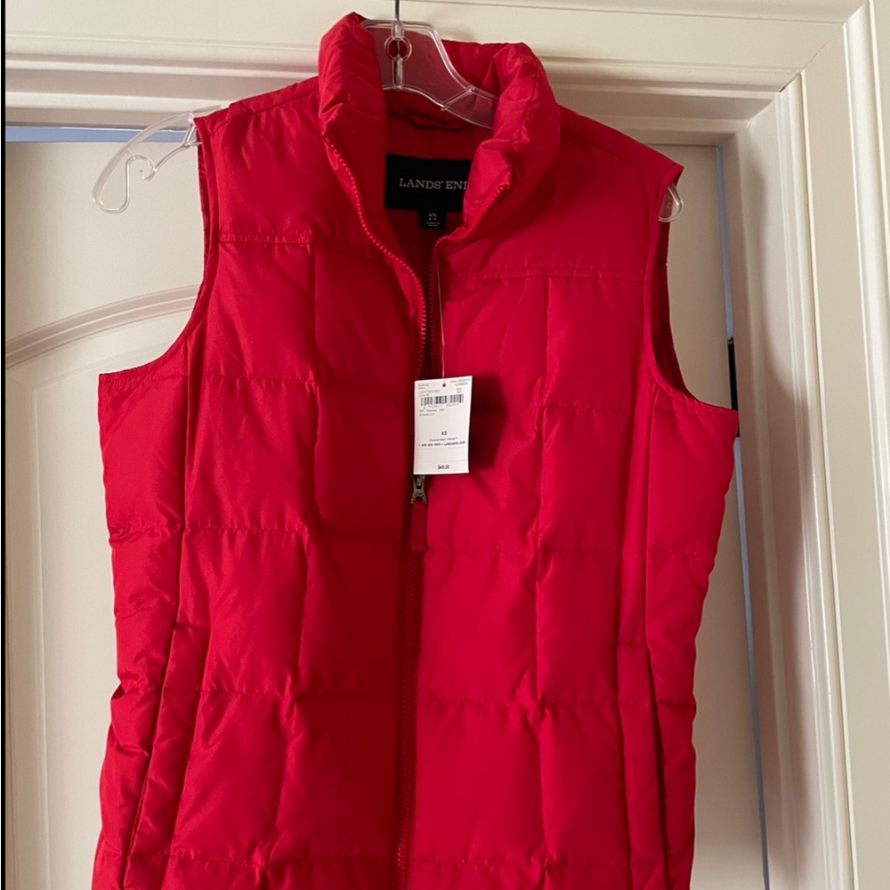 NWT Lands End Red Down Puffer Vest XS
